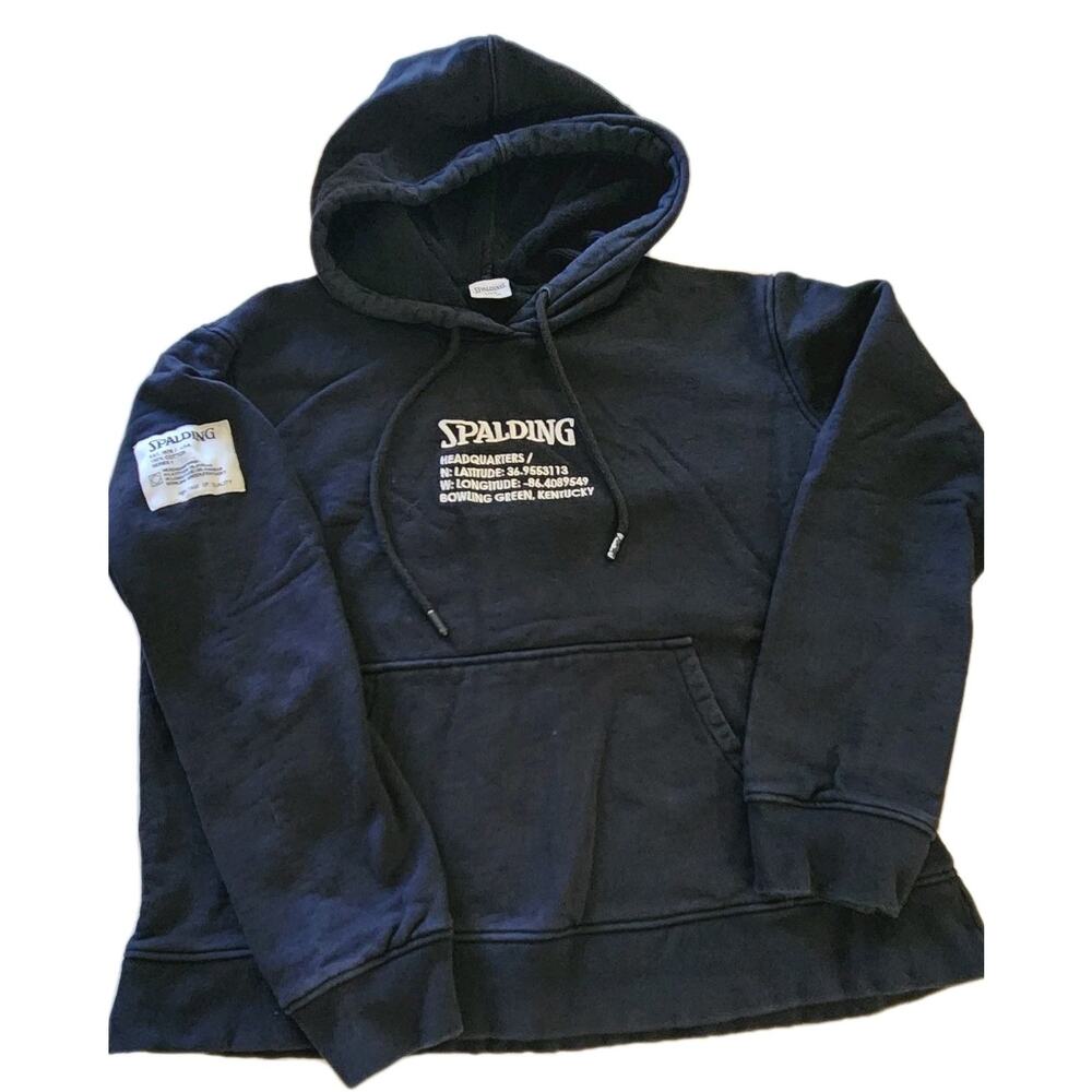 Spalding Bowling Green Kentucky Latitude Black Pullover Hoodie Sweater Large L